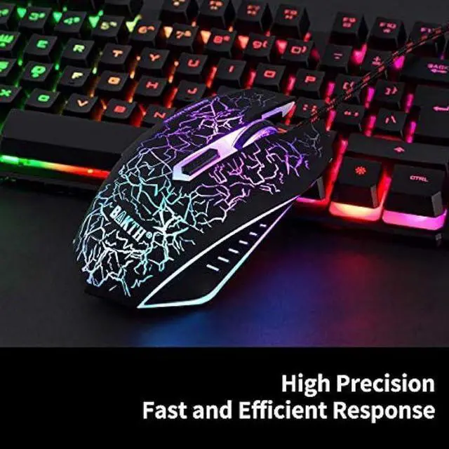 Alt view image 3 of 4 - BAKTH Multiple Color Rainbow LED Backlit Mechanical Feeling USB Wired Gaming Keyboard and Mouse Combo for Working or Game