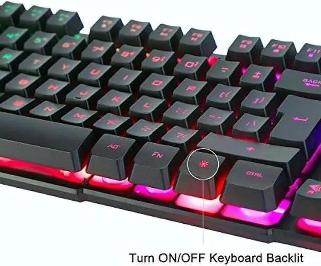Alt view image 4 of 4 - BAKTH Multiple Color Rainbow LED Backlit Mechanical Feeling USB Wired Gaming Keyboard and Mouse Combo for Working or Game
