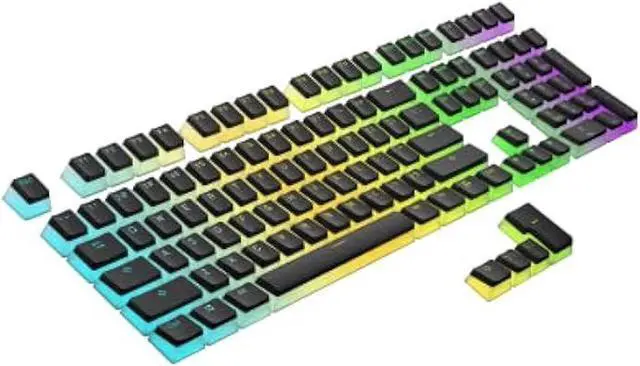 Main image of Ranked Pudding PBT Keycaps | 112 Double Shot Translucent ANSI US & ISO Layout | OEM Profile for RGB Mechanical Gaming Keyboard (Black)