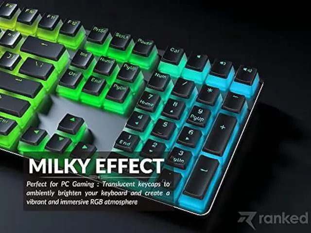 Alt view image 2 of 4 - Ranked Pudding PBT Keycaps | 112 Double Shot Translucent ANSI US & ISO Layout | OEM Profile for RGB Mechanical Gaming Keyboard (Black)