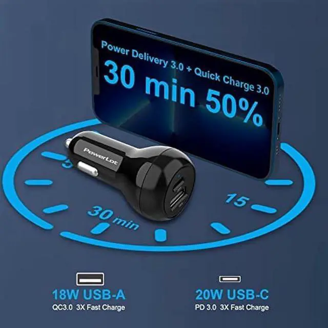 Alt view image 2 of 4 - USB C Car Charger Adapter, 12V Car Charger Multi Port, 38W 2 Port Car Charger, PD 20W& QC 18W Cigarette Lighter Adapter, USB C Car Plug Fast Charging iPhone 14/13/12, iPad Air/Pro, S20/S10, Note 21/20