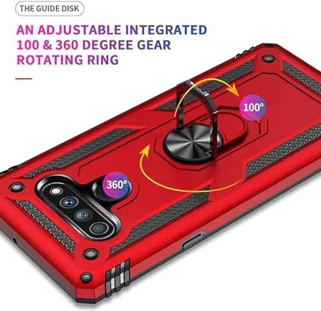 Alt view image 4 of 4 - Yiakeng for LG Stylo 6 Phone Case, Stylo 6 Phone Case with Screen Protector, Military Grade Protective Cases with Ring for LG Stylo 6 (Red)