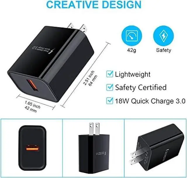Alt view image 2 of 4 - Adaptive Fast Charger Android Charger with 3ft USB Type C Cable Fast Charging for Samsung Galaxy A14 A13 5G A53 A52 A32 A12 A04S A03S S23 S22 S21 FE S20+ A11 A21 A10E Note 20 Ultra, Moto G Pure/Stylus