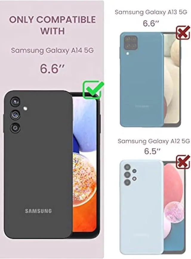Alt view image 2 of 4 - DagoRoo for Samsung Galaxy A14 5G Case with Tempered Glass Screen Protector [2 Pack],[Military Grade Protective] Slim Soft TPU & Hard PC,Girls Women Crystal Clear Flower Pattern Cases (JD-Purple)
