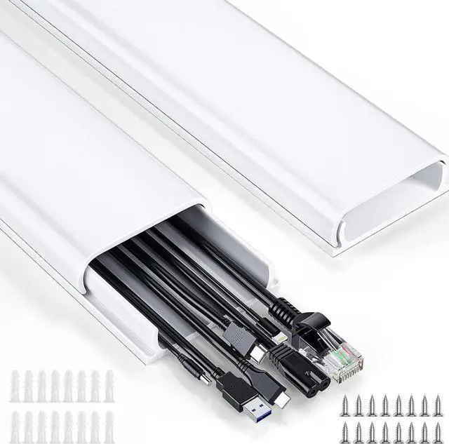 Main image of Cord Hider, 62.8in Cord Cover, Cable Hider Cable Raceway Cable Management, Wall Cord Concealer, Wire Hiders for TV on Wall, Wire Covers for Cords, Cable Cover Hide Cords for TV, 4X L15.7 W2.36 H0.75in