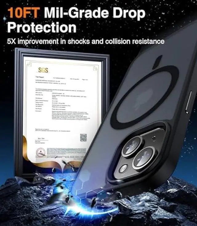 Alt view image 3 of 4 - Meifigno Magic Mag Series Designed for iPhone 15 Case, [Military Grade Protection & Compatible with MagSafe], Translucent Matte Back with Aluminum Alloy Keys for iPhone 15 Phone Case, Black