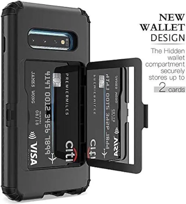 Alt view image 3 of 4 - WeLoveCase Galaxy S10 Wallet Case Defender Wallet Credit Card Holder Cover with Hidden Mirror Three Layer Shockproof Heavy Duty Protection All-Round Protective Case for Samsung Galaxy S10 Black