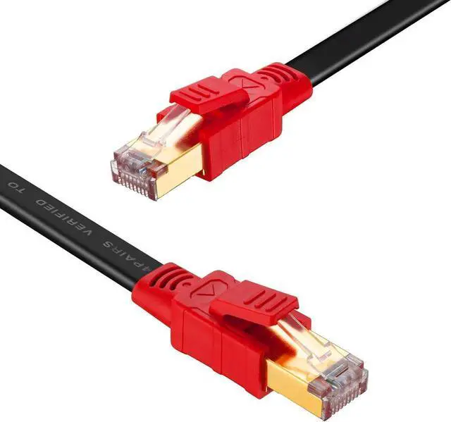 Alt view image 3 of 4 - Flat Cat8 Ethernet Cable 30ft, 26AWG Cat 8 LAN Network Cable 40Gbps 2000Mhz High Speed Gigabit Professional Premium SFTP Internet Cable Compatible with Cat7/Cat5/Cat5e/Cat6/Cat6e
