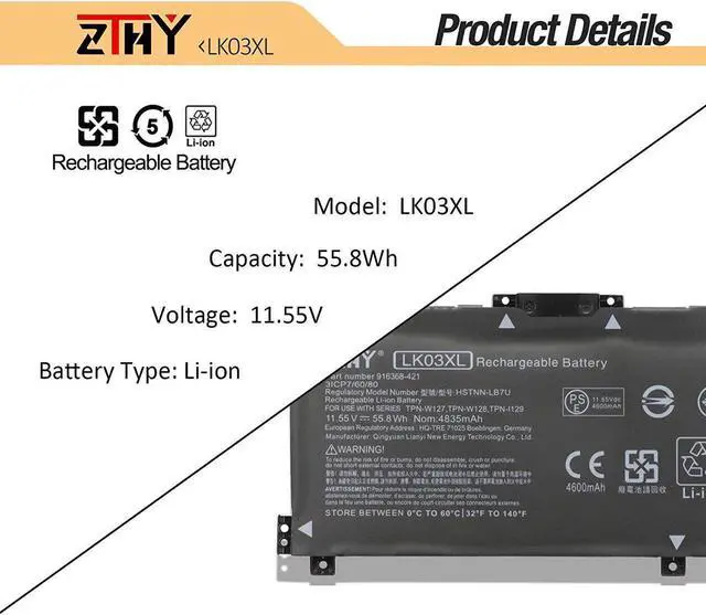 Alt view image 2 of 4 - LK03XL L09281-855 Battery Replacement for HP Envy X360 15-bp 15-bq 15-cn 17-ae 17-ce 17-bw 15-cr0xxx 15m-bp1xx 15m-cn0xxx 15-cn1xxx 15m-cp0xxx 15m-bp0xx bq021dx bp112dx 17m-ce1013dx ce0xxx ae0xxx