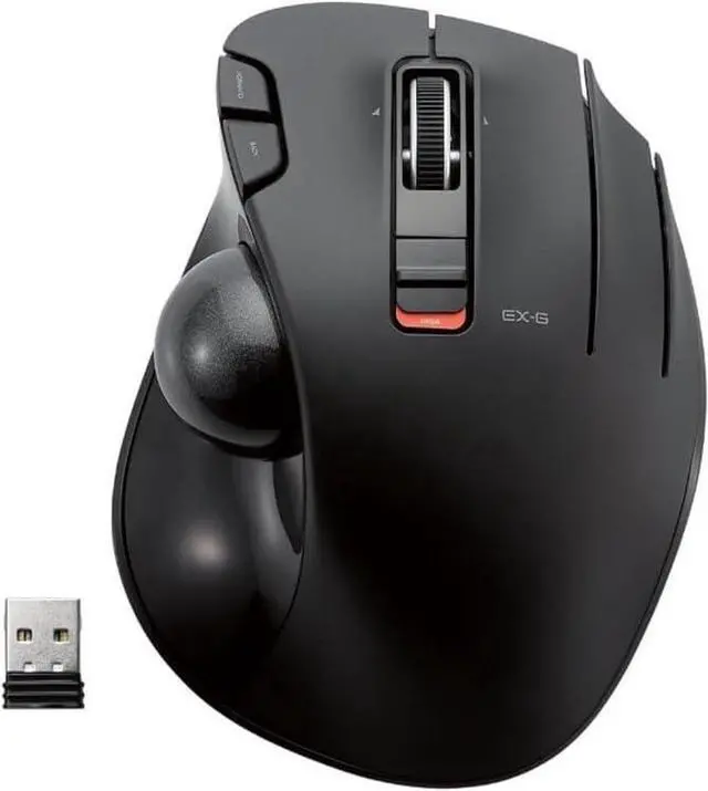 Main image of ELECOM EX-G Trackball Mouse, 2.4GHz USB Wireless, Ergonomic Design, Thumb Control, Smooth Roller Ball, Optical Tracking, 6 Programmable Buttons, Tilt Scroll, Computer Mice for Laptop PC, Windows & Mac
