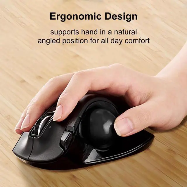 Alt view image 2 of 4 - ELECOM EX-G Trackball Mouse, 2.4GHz USB Wireless, Ergonomic Design, Thumb Control, Smooth Roller Ball, Optical Tracking, 6 Programmable Buttons, Tilt Scroll, Computer Mice for Laptop PC, Windows & Mac