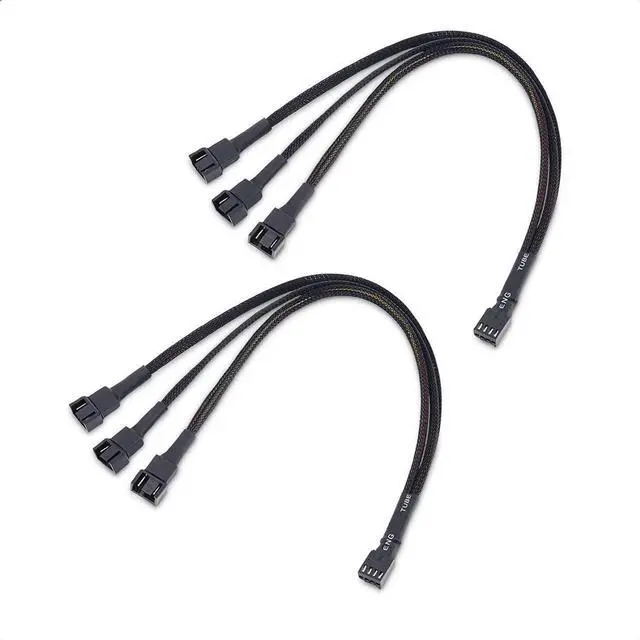 Alt view image 4 of 4 - Cable Matters 2-Pack 3 Way 4 Pin PWM Fan Splitter Cable 12 Inches, PC Fan Splitter 1 to 3 Converter, PC Fan Extension Cable