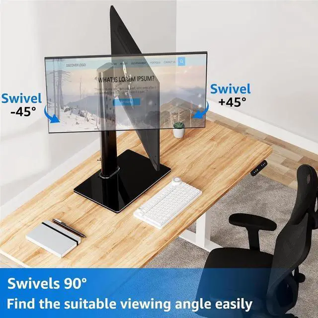 Alt view image 3 of 4 - Single Monitor Stand Fits Max 32 inch Computer Screen, Free-Standing Monitor Desk Stand Hold up to 17.6lbs, Monitor Mount with Height Adjustment, Swivel, Tilt, Rotation, VESA Mount 75/100mm