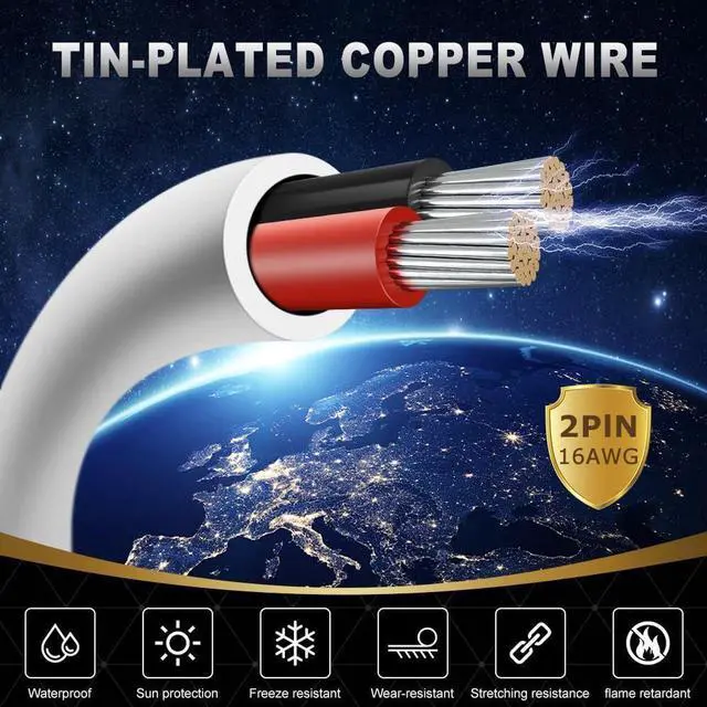 Alt view image 2 of 4 - 18 Gauge 2 Conductor Electrical Wire, 32.8FT White Stranded Low Voltage 18/2 Cable PVC Case, 18 AWG Tinned Copper 2 Wire Cable Extension Power Cable for Strips LED Lamp Lighting Automotive