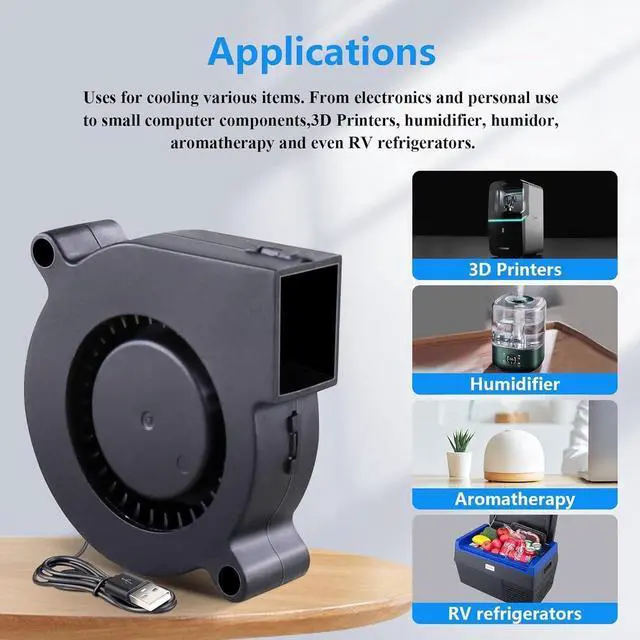 Alt view image 4 of 6 - Wathai 50mm x 15mm USB Blower Fan 5V 5015 Brushless Cooling Fans with Variable Speed Controller for Laptops, Helmets, and DIY Projects 2 Pack