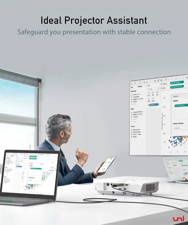 Alt view image 6 of 7 - uni USB C to HDMI Cable for Home Office 3ft 4K@60Hz, USB Type-C to HDMI Braided Cable (Thunderbolt 3/4 Compatible) with MacBook Pro/Air 2023, iPhone 15 Pro/Max, Samsung S23, Chromebook and More