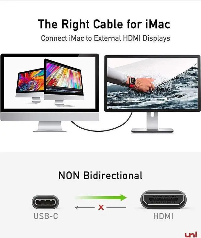 Alt view image 7 of 7 - uni USB C to HDMI Cable for Home Office 3ft 4K@60Hz, USB Type-C to HDMI Braided Cable (Thunderbolt 3/4 Compatible) with MacBook Pro/Air 2023, iPhone 15 Pro/Max, Samsung S23, Chromebook and More