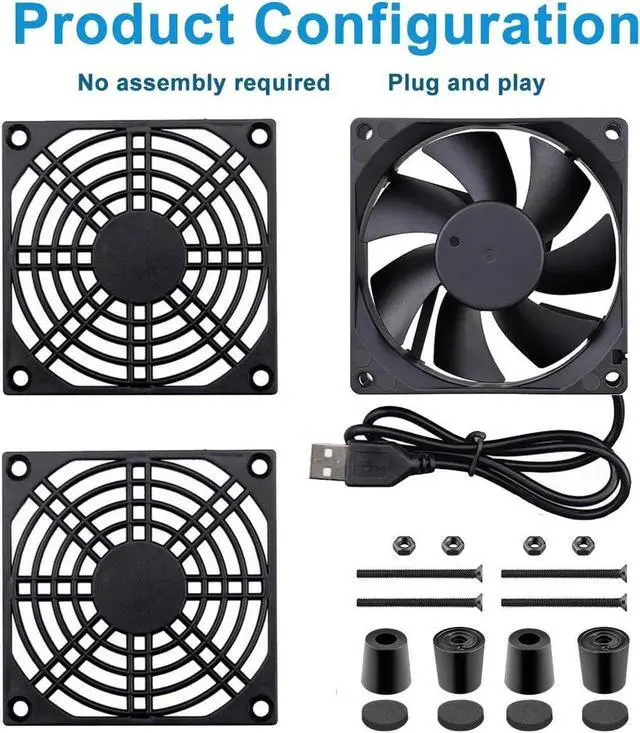 Alt view image 6 of 6 - 120mm 5V Quiet USB Powered Computer Cooling Fan with Multi-Speed Controller for Router Modem Xbox TV Box DVR Playstation Receiver and Other Electronics Cooler