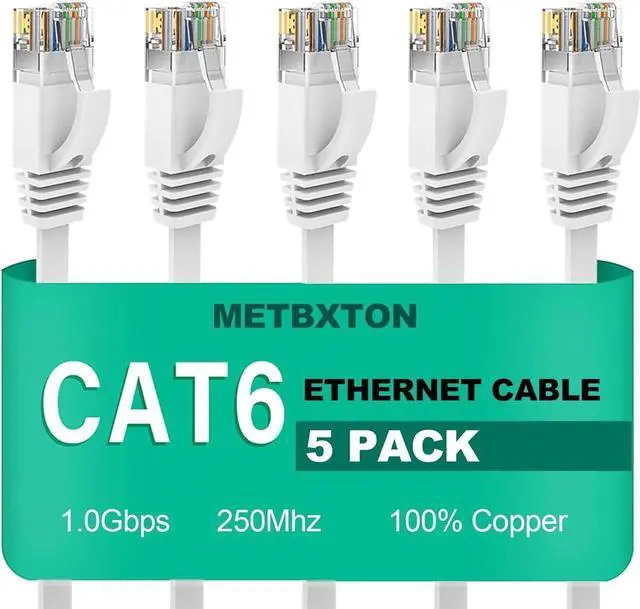 Alt view image 5 of 6 - Cat 6 Ethernet Cable 0.5ft 5 Pack High Speed Flat Network Cable with Rj45 Connectors, Short Internet Cable for Patch Panel, Switch - White