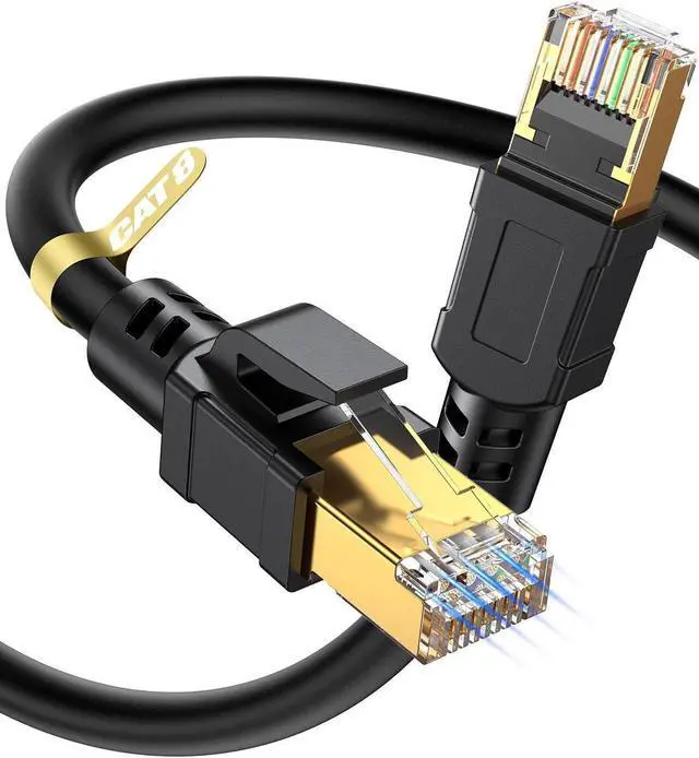 Main image of Cat 8 Ethernet Cable, 10Ft Heavy Duty High Speed Internet Network Cable, Professional LAN Cable, 26AWG, 2000Mhz 40Gbps with Gold Plated RJ45 Connector, Shielded in Wall, Indoor&Outdoor