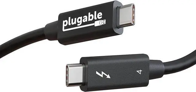 Main image of Plugable Thunderbolt 4 Cable [Thunderbolt Certified] 6.6ft USB4 Cable with 100W Charging, Single 8K or Dual 4K Displays, 40Gbps Data Transfer, Compatible with Thunderbolt, USB4, USB-C - Driverless