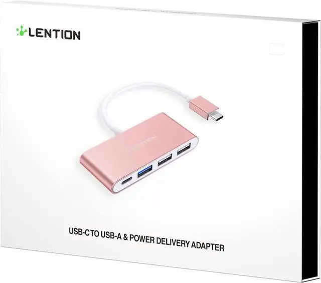 Alt view image 6 of 6 - LENTION 4-in-1 USB-C Hub with Type C, USB 3.0, USB 2.0 Compatible 2023-2016 MacBook Pro 13/14/15/16, New Mac Air/Surface, ChromeBook, More, Multiport Charging & Connecting Adapter (CB-C13, Gold)