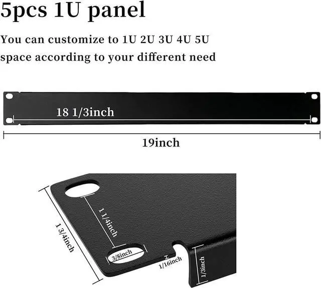 Main image of 1U Blank Panel Rack Mount Spacer Filler Panel 19" Black Rack Blanking Blind Panel for Server Network Rack Enclosure Or Cabinet-5pcs (1U-5PCs)