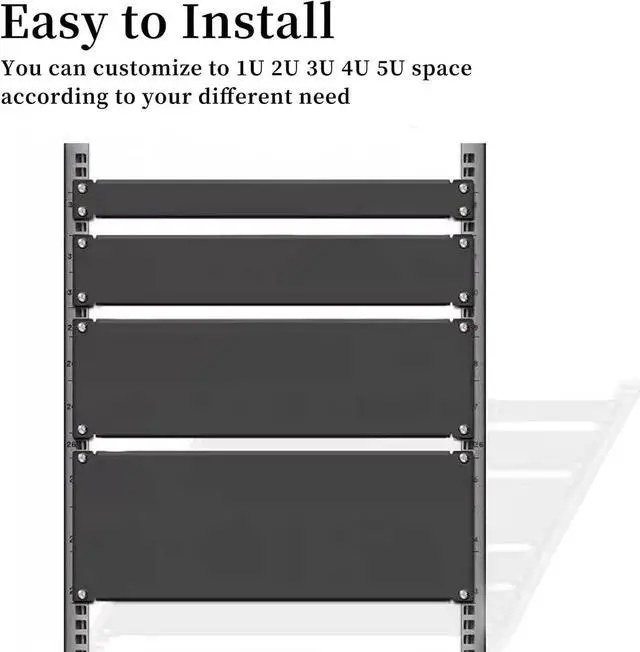 Alt view image 2 of 6 - 1U Blank Panel Rack Mount Spacer Filler Panel 19" Black Rack Blanking Blind Panel for Server Network Rack Enclosure Or Cabinet-5pcs (1U-5PCs)