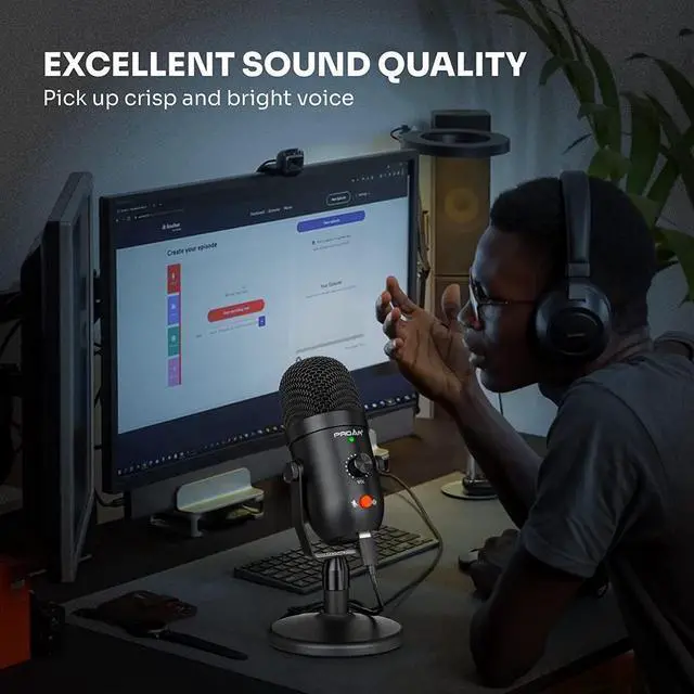 Alt view image 5 of 7 - Podcast Microphone for Phone/Pad/PS4,Condenser Recording USB Microphone for Computer,Metal PC Microphone for Gaming,ASMR,YouTube,Streaming Mic Kit with Noise Cancelling for Laptop MAC or Windows