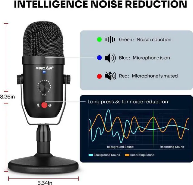 Alt view image 6 of 7 - Podcast Microphone for Phone/Pad/PS4,Condenser Recording USB Microphone for Computer,Metal PC Microphone for Gaming,ASMR,YouTube,Streaming Mic Kit with Noise Cancelling for Laptop MAC or Windows