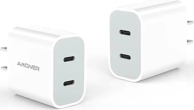 Main image of USB C Wall Charger, 2023 Upgrade 2Pack Type C Fast Charger, Dual Ports 25W PD Fast USB C iPhone Wall Charger Adapter Compatible iPhone 14/13/12/12 Pro/12 Pro Max/12 Mini/11, and More