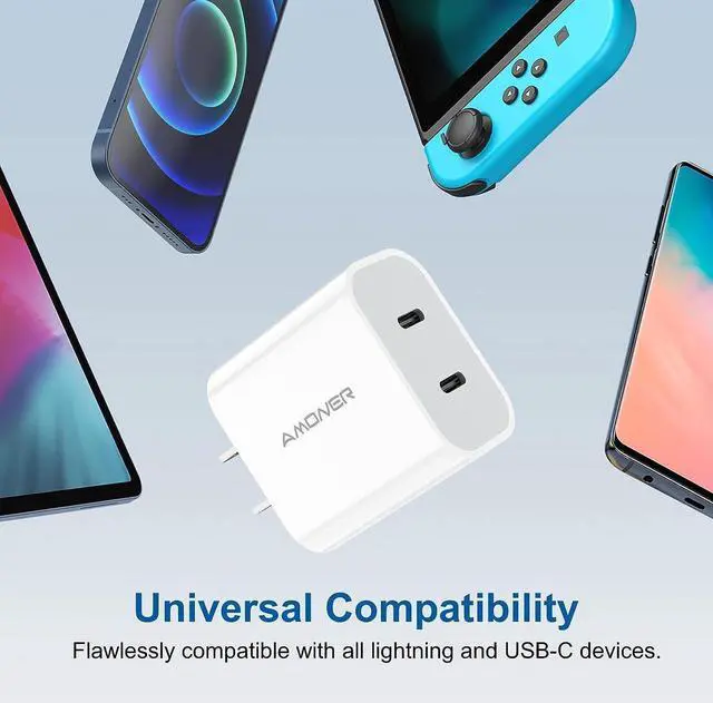 Alt view image 3 of 6 - USB C Wall Charger, 2023 Upgrade 2Pack Type C Fast Charger, Dual Ports 25W PD Fast USB C iPhone Wall Charger Adapter Compatible iPhone 14/13/12/12 Pro/12 Pro Max/12 Mini/11, and More