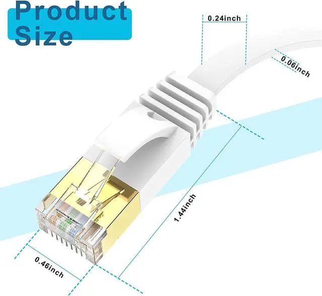 Alt view image 6 of 6 - Ercielook Ethernet Cable 100 ft High Speed, Cat 6 Flat Network Cable with Rj45 Connectors, Long LAN Cable with Clips - White 30 M