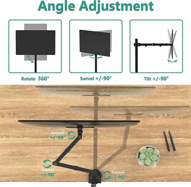 Alt view image 2 of 7 - WALI Monitor Arm Mount for Desk, Single Extra Tall Computer Desk Mount, Monitor Bracket Mount Stand Single, up to 32 inch, 22 lbs (M001XL), Black