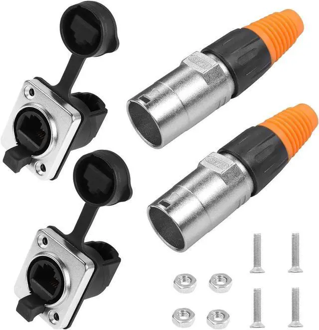 Alt view image 3 of 6 - YACSEJAO RJ45 Interface Waterproof Sockets Connector, Right Angle RJ45 Panel Mount IP65 Waterproof Cat5/5e/6 8P8C Ethernet LAN Extension Coupler Assembly for Indoor Outdoor Network, 2 Pair