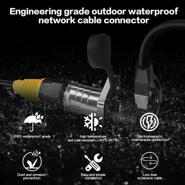 Alt view image 5 of 6 - YACSEJAO RJ45 Interface Waterproof Sockets Connector, Right Angle RJ45 Panel Mount IP65 Waterproof Cat5/5e/6 8P8C Ethernet LAN Extension Coupler Assembly for Indoor Outdoor Network, 2 Pair