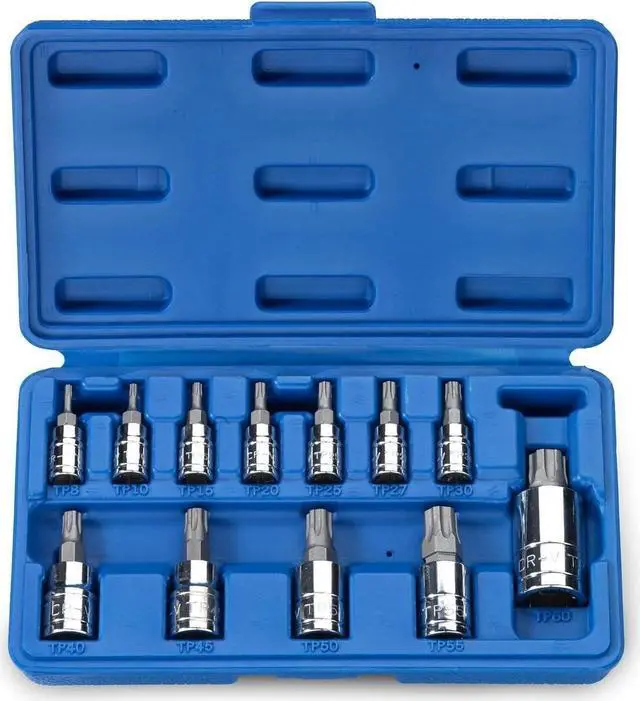 Main image of Neiko 10086A 6 Point Torx Plus Bit Socket Set, 1/4-Inch, 3/8-Inch and 1/2-Inch Drive, TP8 - TP60, 12-Piece