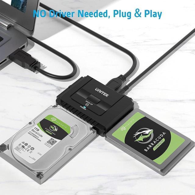 Alt view image 5 of 6 - Unitek USB 3.0 to IDE and SATA Converter External Hard Drive Adapter Kit for Universal 2.5/3.5 HDD/SSD Hard Drive Disk, One Touch Backup Function, Included 12V/2A Power Adapter