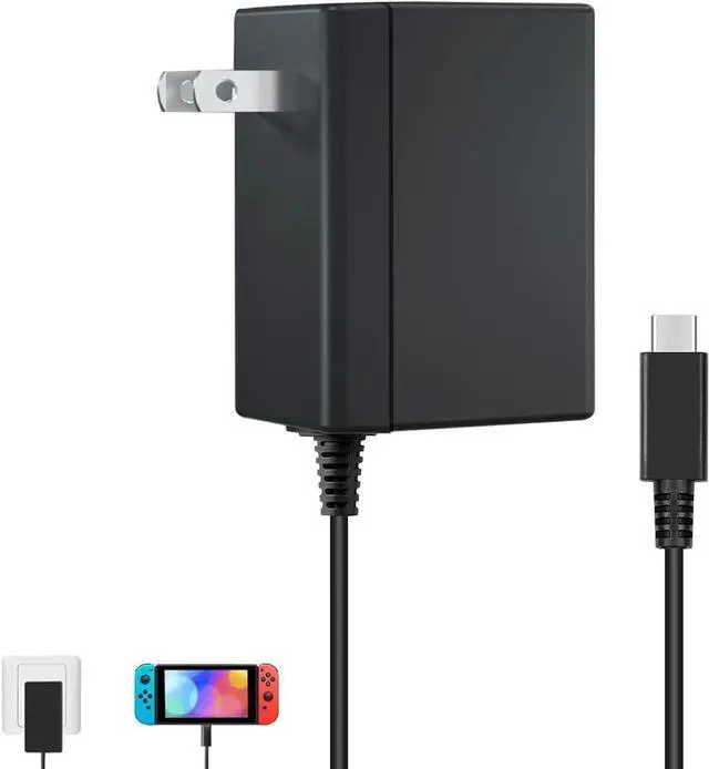 Main image of Charger for Nintendo Switch,AC Adapter Compatible with Switch OLED and Switch Lite,15V/2.6A Power Supply Support Switch TV Mode,5 FT Power Cable USB C Port,2.5 Hours Fast Charge Switch Power