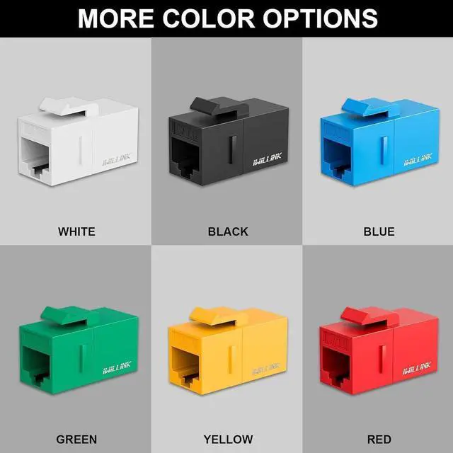 Alt view image 5 of 7 - iwillink RJ45 Cat6 Keystone Coupler 10-Pack, Female to Female Cat6 Keystone Jack, UTP Keystone Coupler Insert, Blue