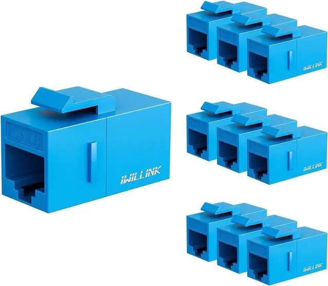 Alt view image 7 of 7 - iwillink RJ45 Cat6 Keystone Coupler 10-Pack, Female to Female Cat6 Keystone Jack, UTP Keystone Coupler Insert, Blue