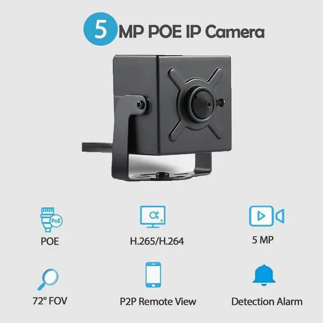 Alt view image 2 of 7 - HD 5MP POE Mini IP Camera, 3.7mm Lens Viewing Small Mini Indoor Security Camera P2P Remote View CCTV Camera,H.265/H.264 Motion Detection (I706-2-P-HS)