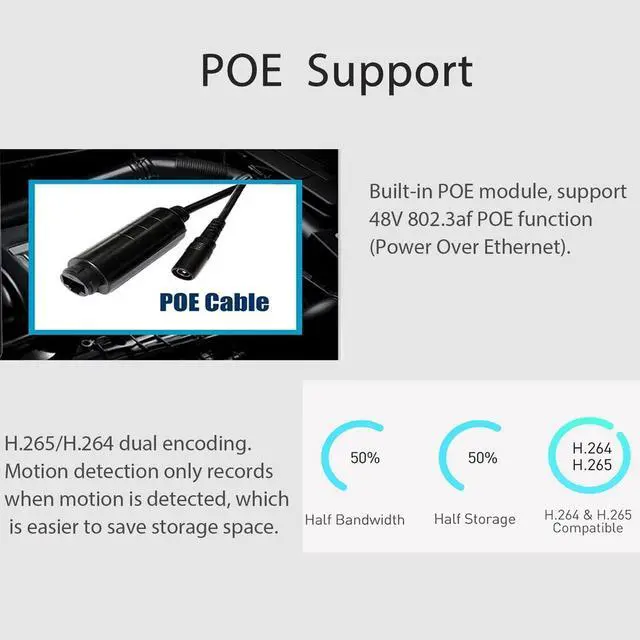 Alt view image 7 of 7 - HD 5MP POE Mini IP Camera, 3.7mm Lens Viewing Small Mini Indoor Security Camera P2P Remote View CCTV Camera,H.265/H.264 Motion Detection (I706-2-P-HS)