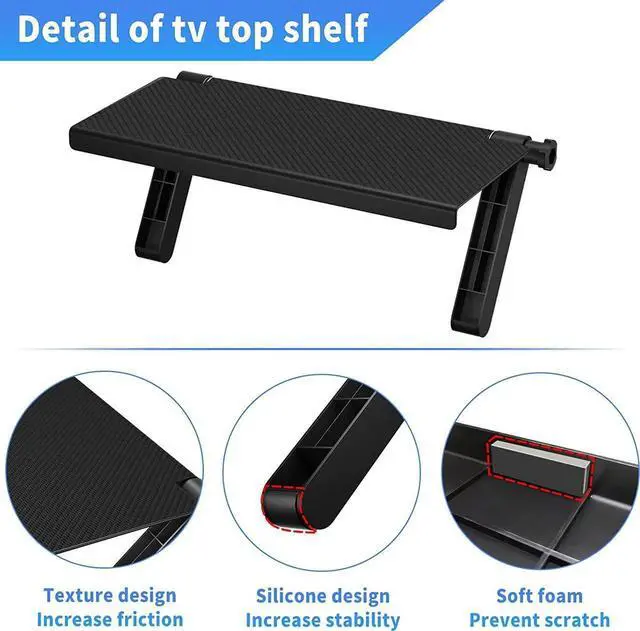 Alt view image 3 of 6 - 13-Inch Wide Platform Adjustable TV Top Shelf, Screen Top Shelf Mount, Monitor Top of TV Shelf Mounting Bracket for Streaming Devices, Cable Box, Router and Home Decor TV Top Storage Bracket-1 Pack