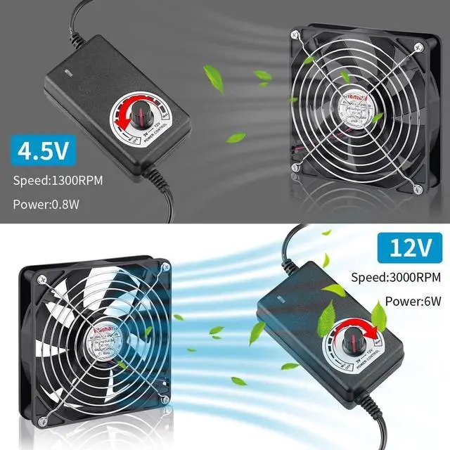 Alt view image 4 of 6 - Wathai 140mm x 25mm Computer Fan with AC Plug 110V 120V 220V 240V Variable Speed Controller for DIY Biltong Box Reptile Aquarium Receiver DVR Playstation Xbox Cabinet Ventilation Cooling