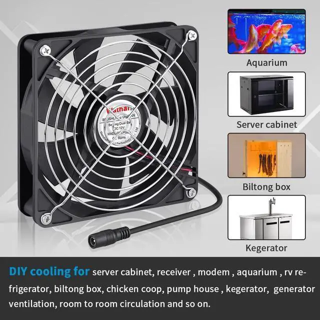 Alt view image 6 of 6 - Wathai 140mm x 25mm Computer Fan with AC Plug 110V 120V 220V 240V Variable Speed Controller for DIY Biltong Box Reptile Aquarium Receiver DVR Playstation Xbox Cabinet Ventilation Cooling
