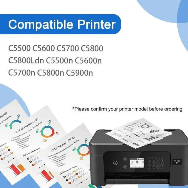 Alt view image 2 of 7 - C5500 Toner Cartridge Compatible for OKI C5500 43324404 Black Toner Cartridges Work for OKI C5500 C5600 C5700 C5800 C5800Ldn C5500n C5600n Printer