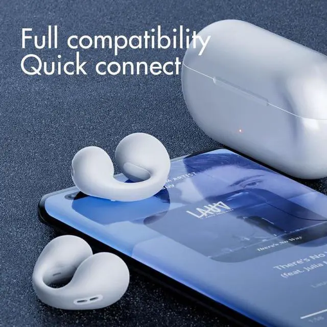 Alt view image 2 of 6 - Wireless Earbuds,Wireless Ear Clip Bone Conduction Headphones Bluetooth 5.3 for Android iPhone Samsung,Small Open Ear Earbuds IPX7 Waterproof Mini Open Ear Headsets for Sports Running Cycling Workout
