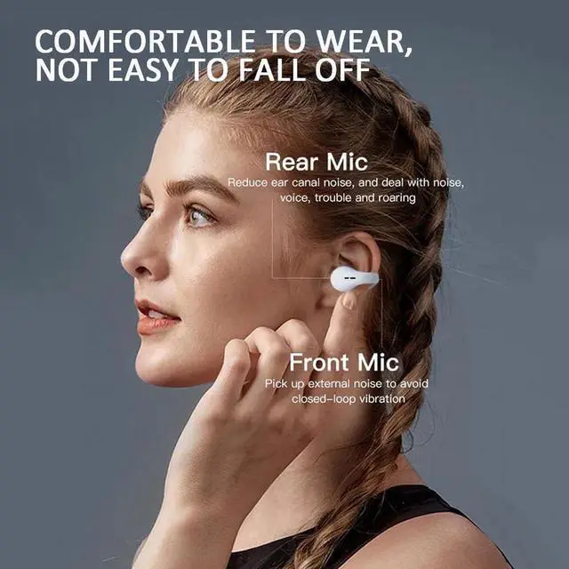Alt view image 5 of 6 - Wireless Earbuds,Wireless Ear Clip Bone Conduction Headphones Bluetooth 5.3 for Android iPhone Samsung,Small Open Ear Earbuds IPX7 Waterproof Mini Open Ear Headsets for Sports Running Cycling Workout