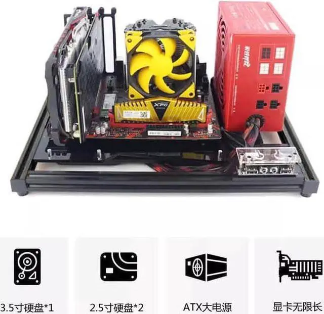 Alt view image 3 of 7 - PC Case Test Bench Open Air Stackable Computer Case for MATX Mainboard Aluminum Bracket DIY Bare Frame Support Intel AMD Graphics Card